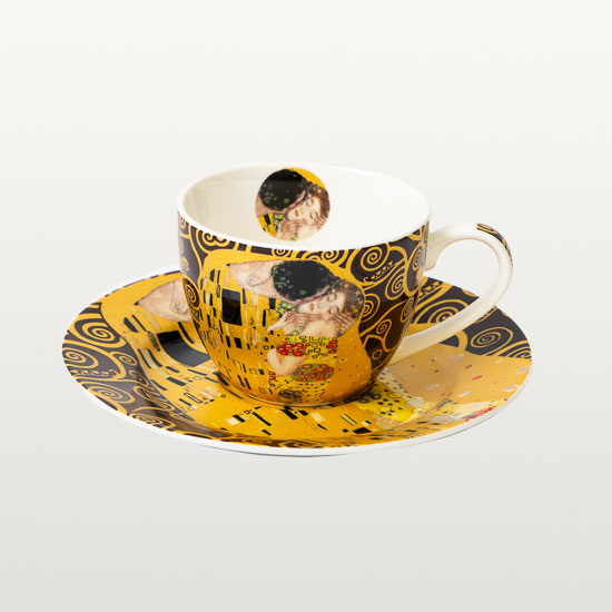 Duo de tasses à Expresso Gustav Klimt Le baiser sur fond d Arbre de vie