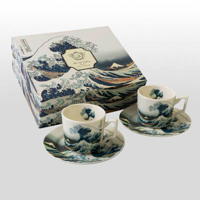 Duo of Hokusai Espresso Cups: The Great Wave