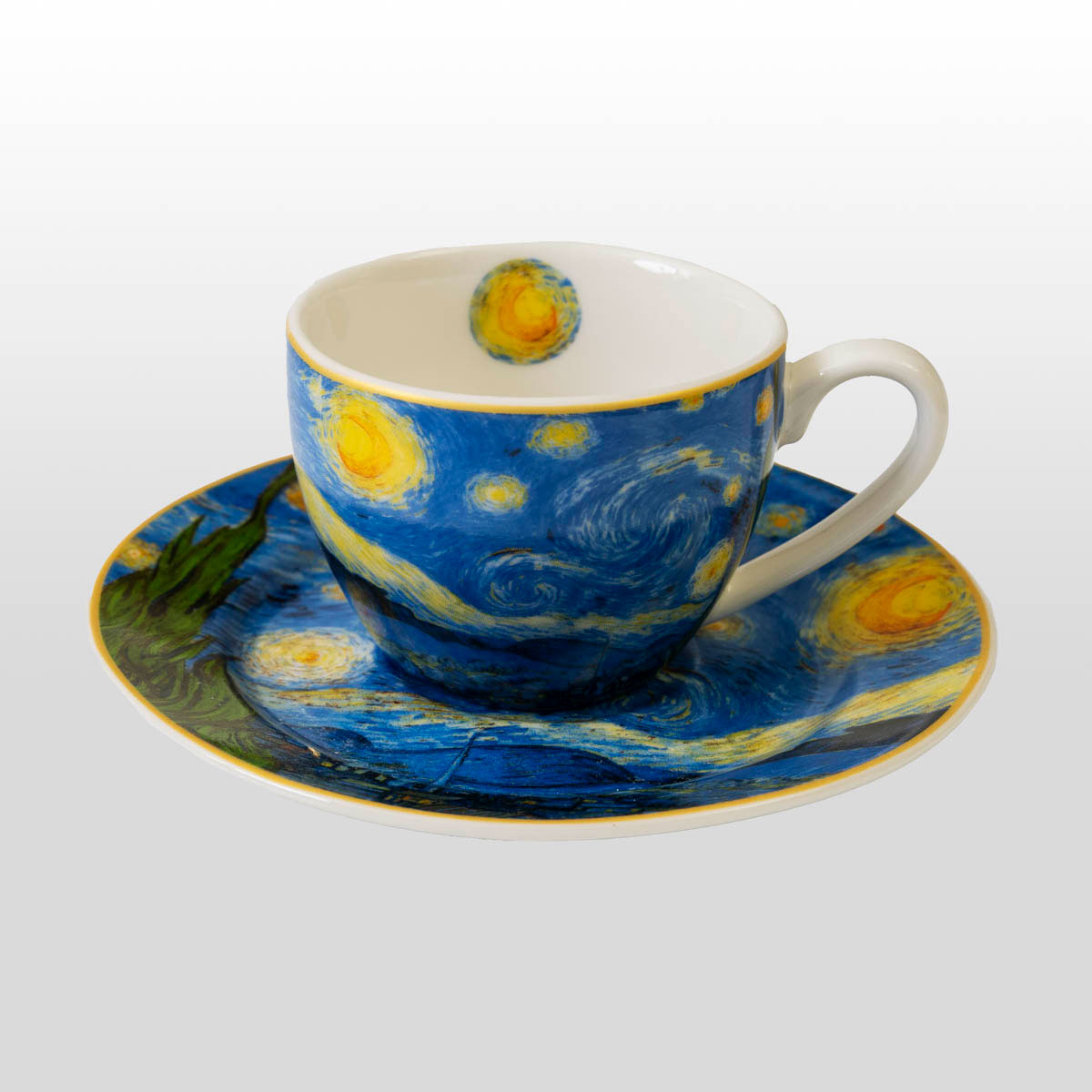 Dúo de tazas de café expreso Vincent Van Gogh: La noche estrellada (detalle 2)