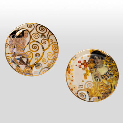 Set of 2 small dessert plates Gustav Klimt: The expectation, Adele