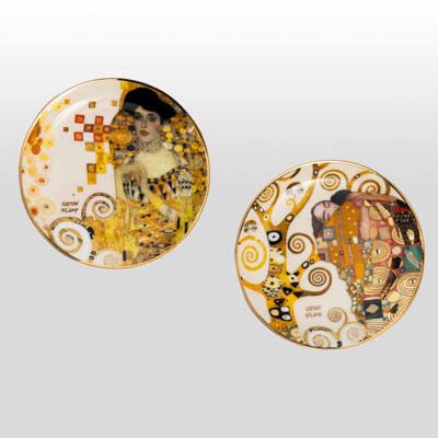 Set de 2 petites assiettes à mignardises Gustav Klimt : Adèle, L'étreinte