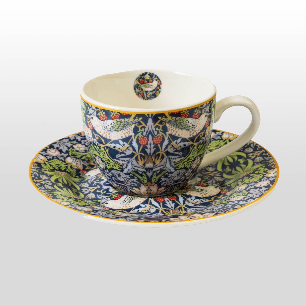 Duo de tasses à Expresso William Morris : Strawberry Thief Blue (détail 2)