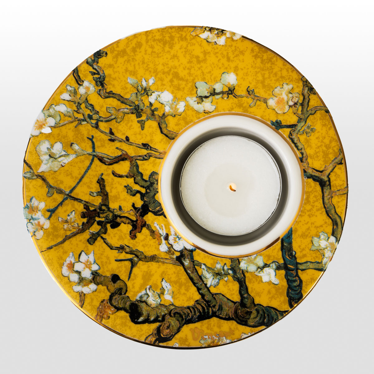 Van Gogh Candle Holder: Almond Blossoms (Gold), (detail 1)