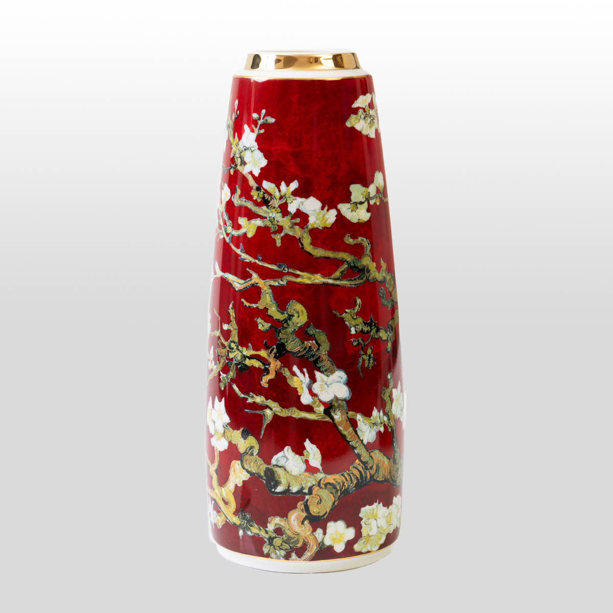 Vase Van Gogh : Branche d'amandier (rouge), forme cylindrique (détail 2)