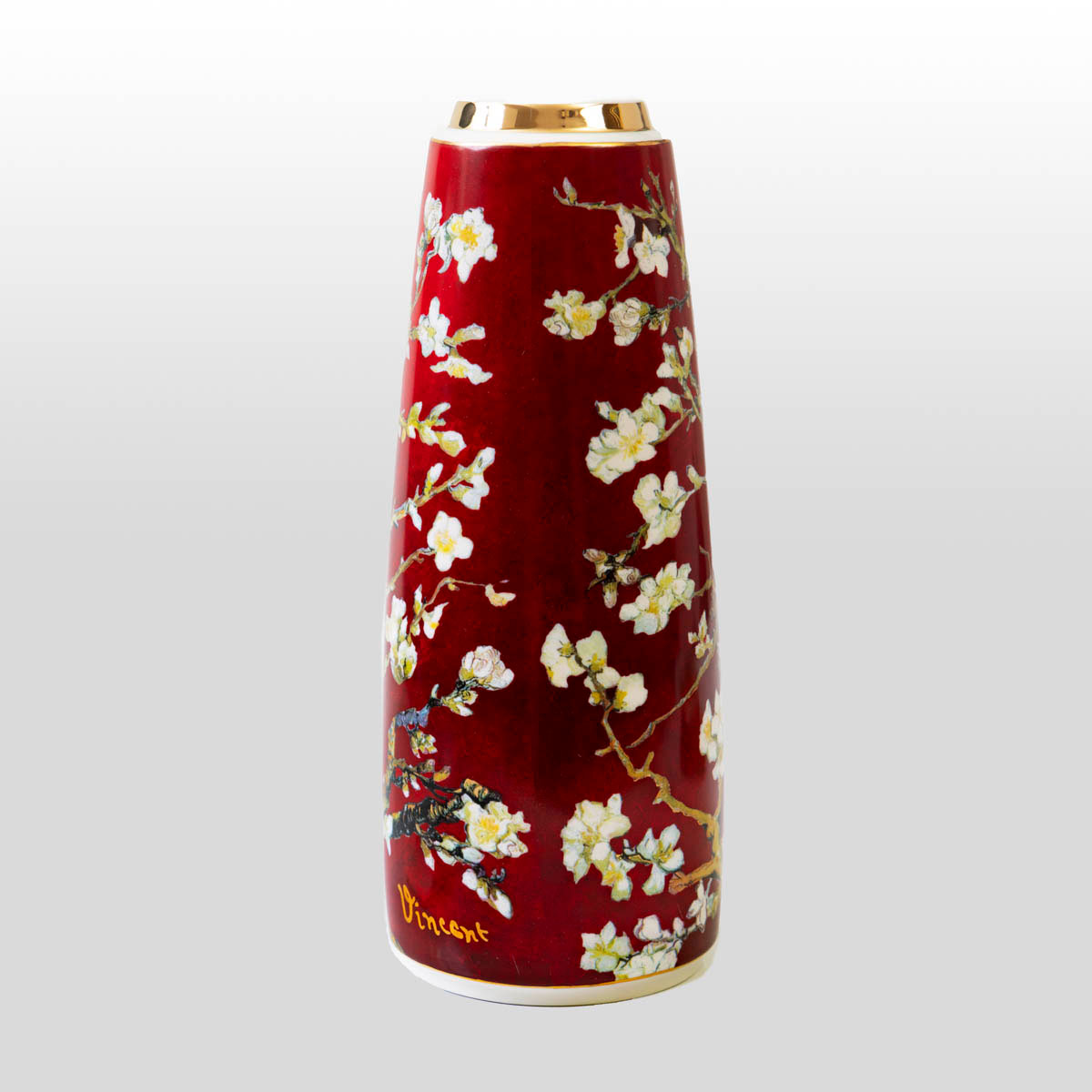 Van Gogh Vase: Almond Branch (red), cylindrical shape