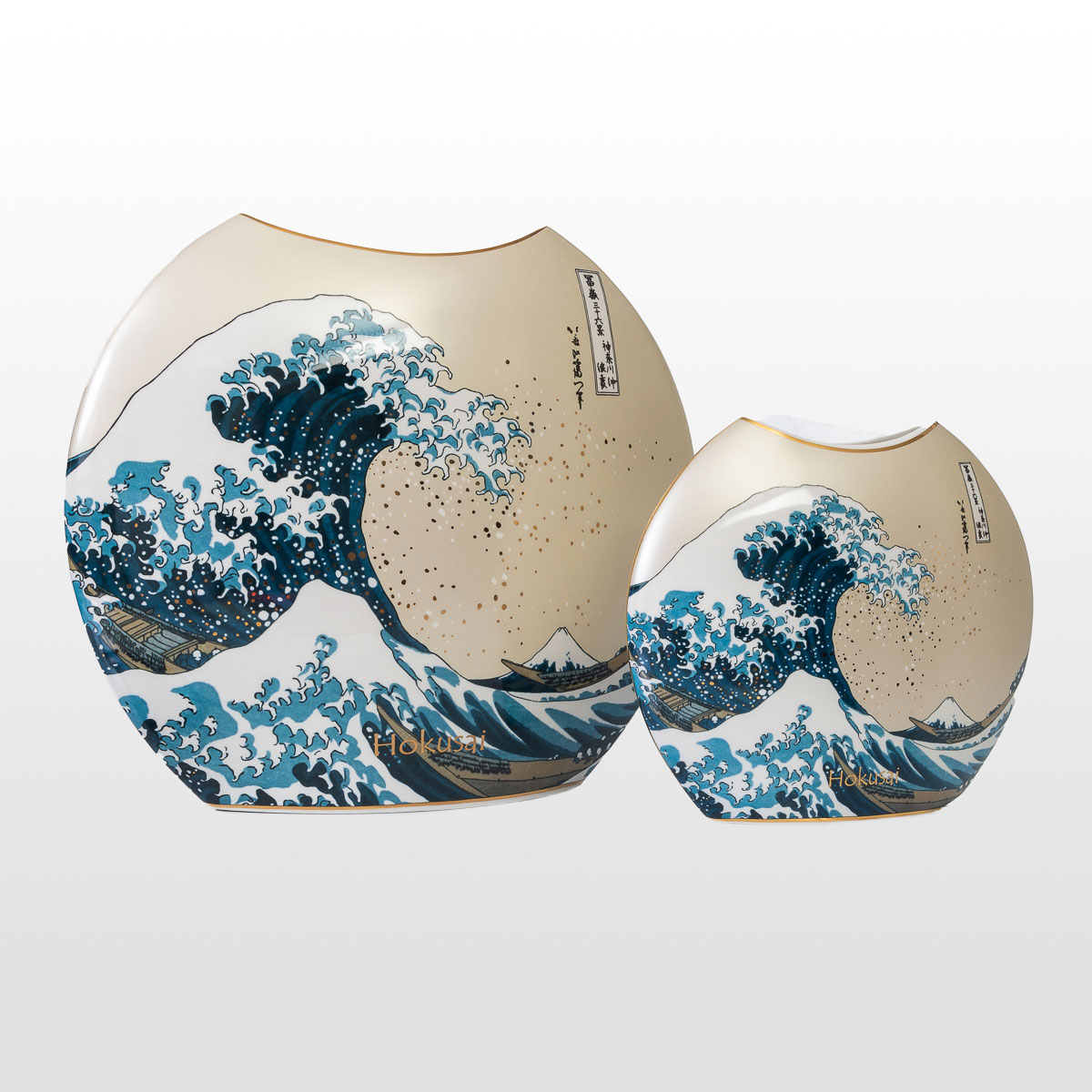 Vase en porcelaine Hokusai : La grande vague de Kanagawa (détail 3)