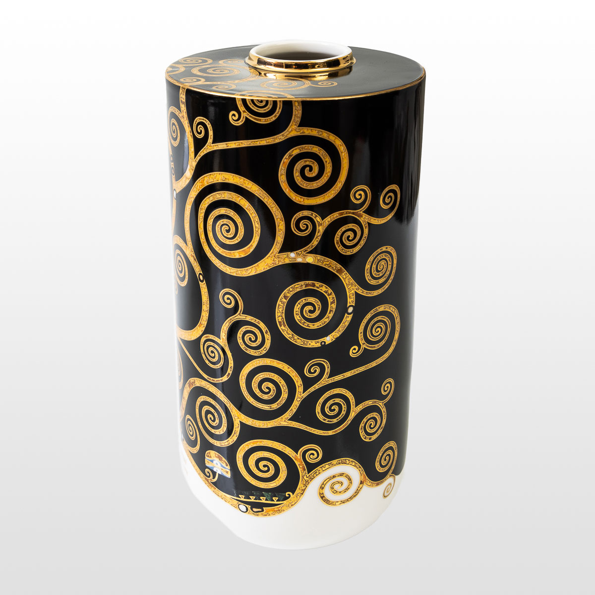 Vase Gustav Klimt : L'arbre de vie sur fond noir (grand modèle) (détail 1)