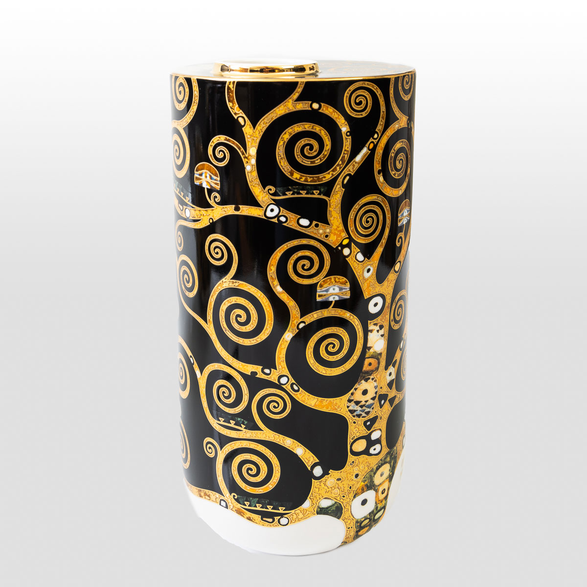 Vase Gustav Klimt : L'arbre de vie sur fond noir (grand modèle) (détail 3)