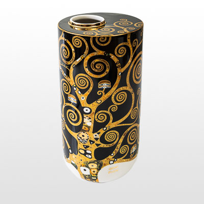 Vase Gustav Klimt: The Tree of Life on Black Background (Large Model)