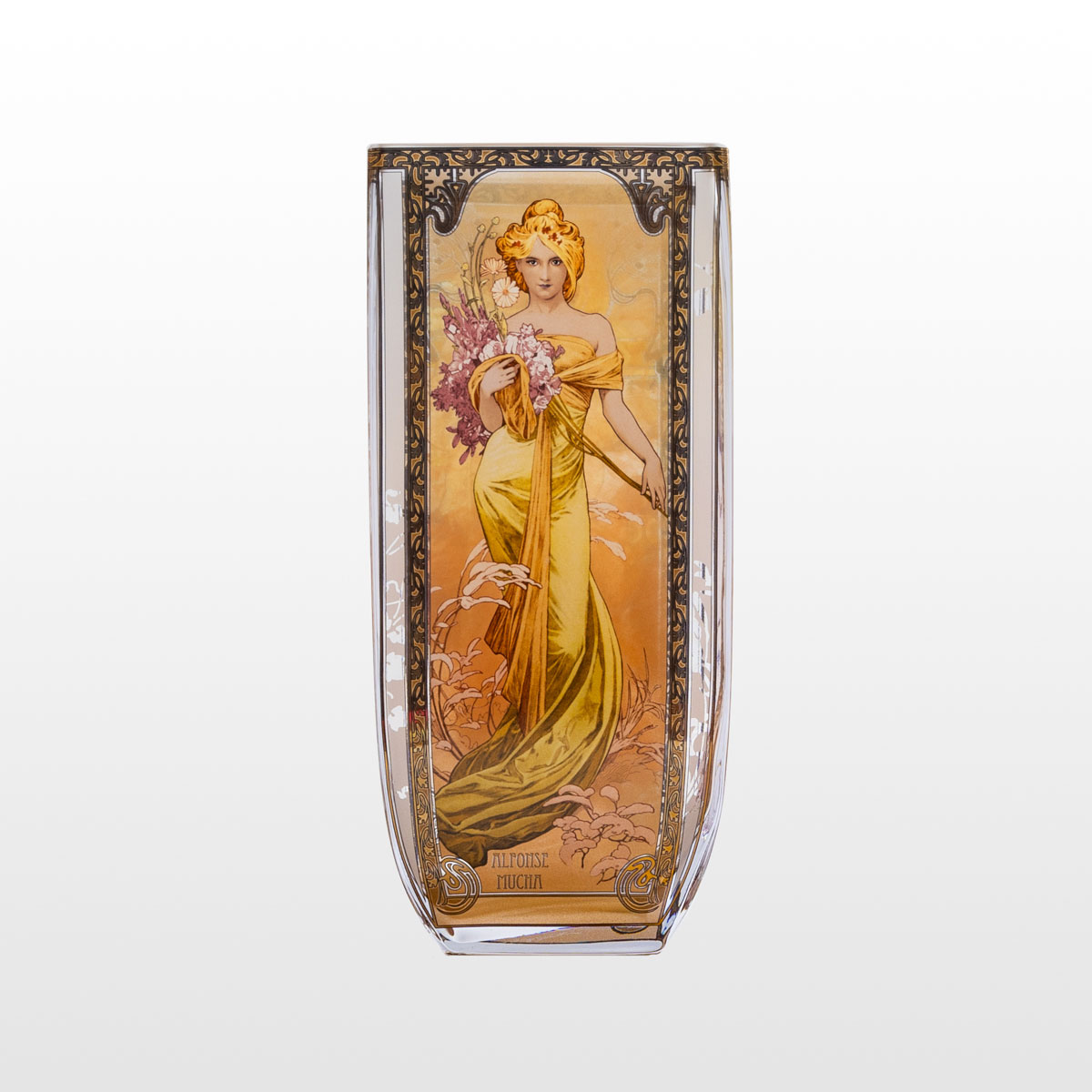 Vase en verre Alfons Mucha : Les quatre saisons (détail 1)