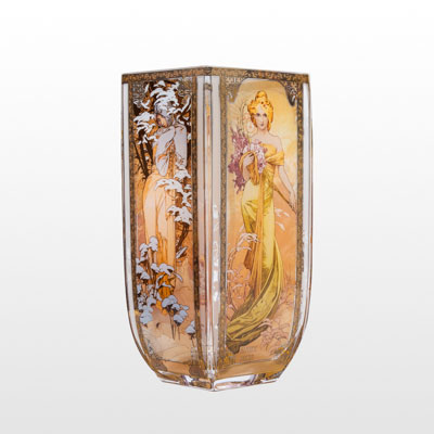 Glass vase by Alfons Mucha: The four seasons