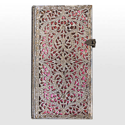 Diario Paperblanks - Filigrana Plateada : Rosa Suave - SLIM