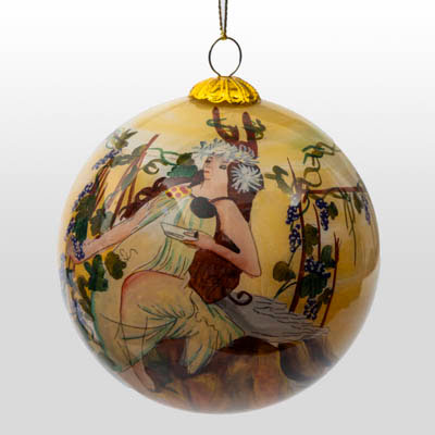 Alphonse Mucha glass Christmas Bauble: Autumn