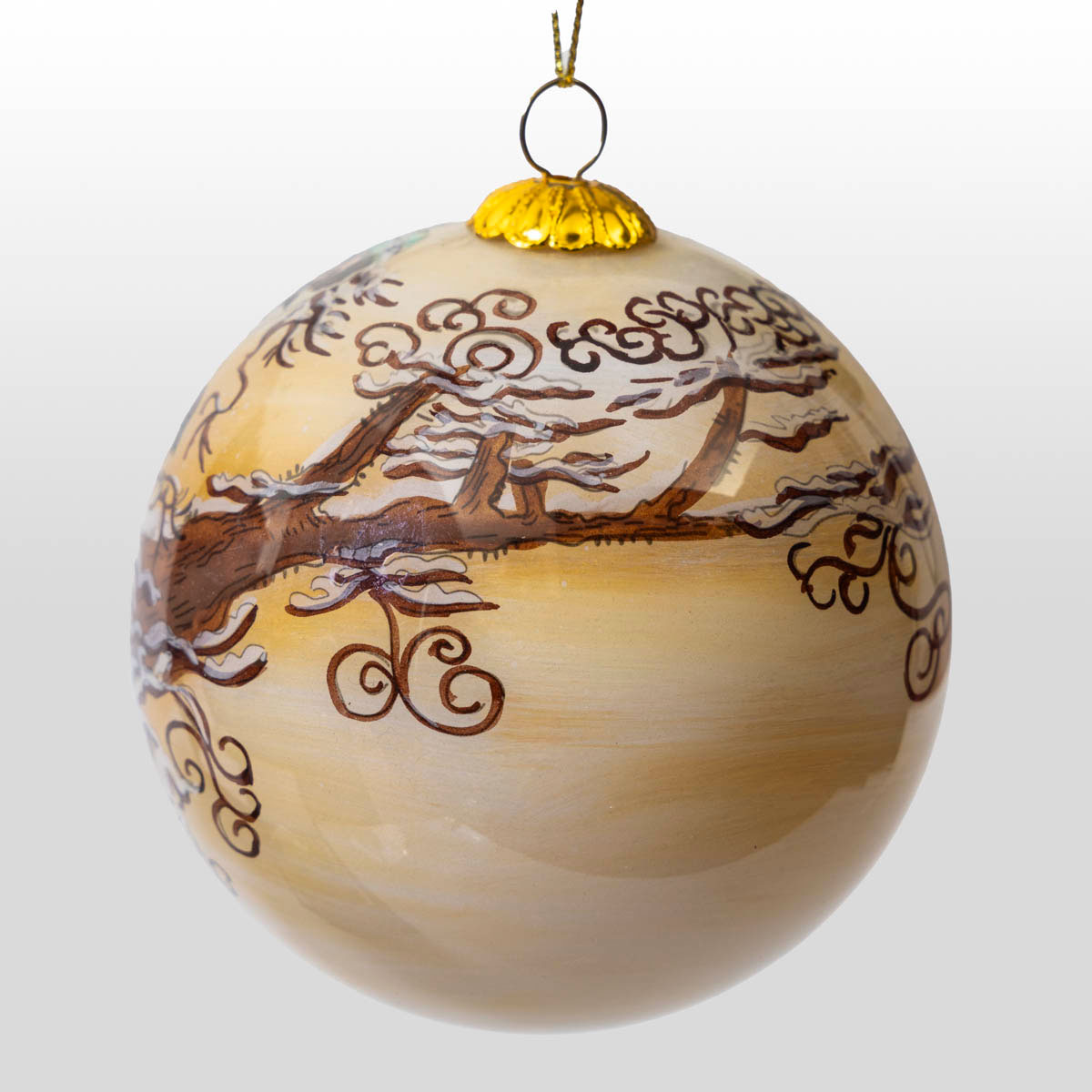 Alphonse Mucha glass Christmas Bauble: Winter (detail 1)