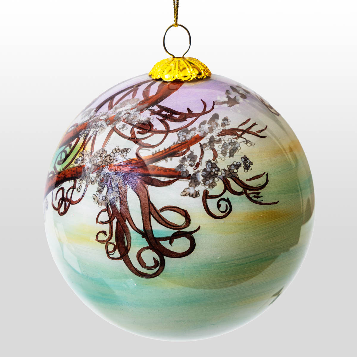 Alphonse Mucha glass Christmas Bauble: Spring (detail 1)