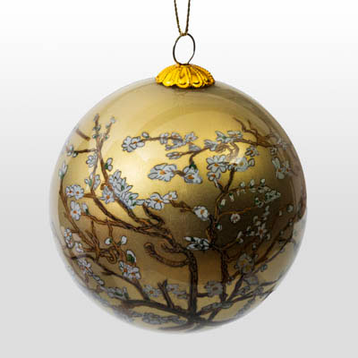 Boule de Noël en verre Van Gogh : Branche d'amandier (Or)