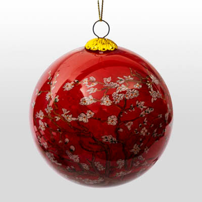 Vincent Van Gogh Christmas Bauble: Almond Branches in Bloom (red)