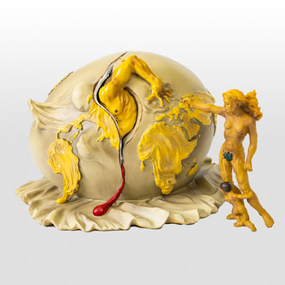 Salvador Dali figurine : Geopoliticus Child Watching the Birth of the New Man