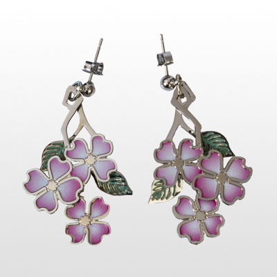 Louis C. Tiffany earrings: Dogwood blossoms