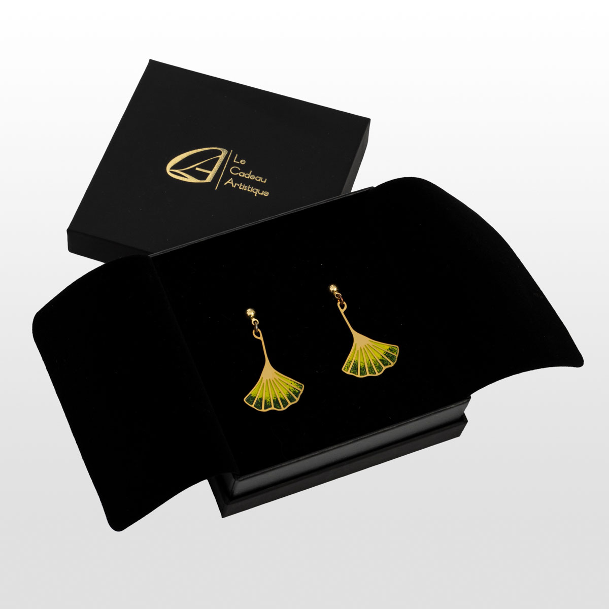 Louis C. Tiffany earrings: Ginkgo leaf (gift box)