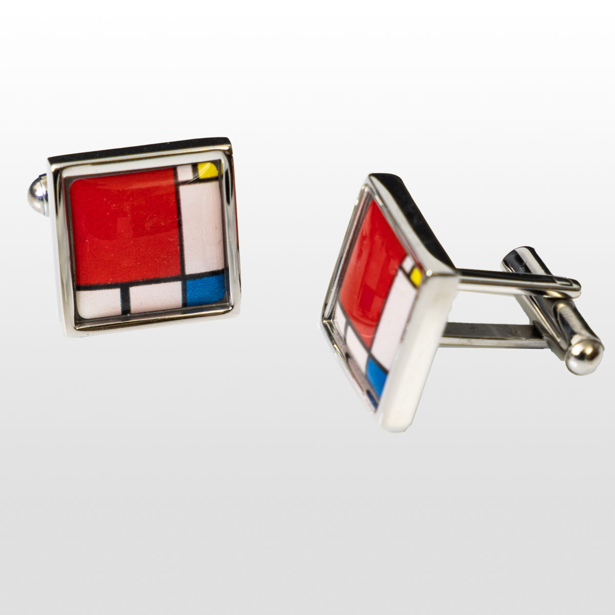 Piet Mondrian cufflinks: Composition II, in red, blue, and yellow (1930)