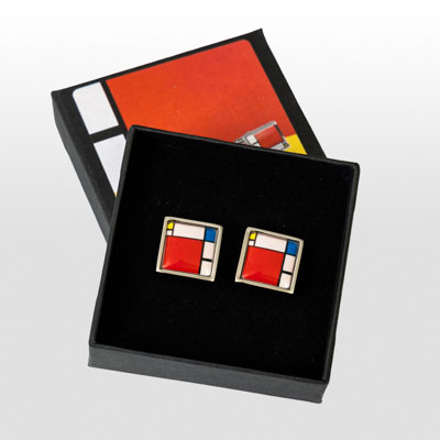 Pulsanti per polsini Piet Mondrian: Composizione II, in rosso, blu e giallo (1930)