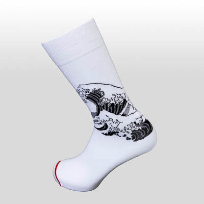 Chaussettes Hokusai : La grande vague de Kanagawa (blanches)