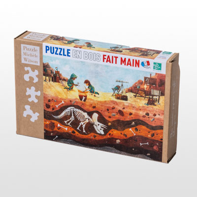 Puzzle di legno per bambini : Scavo di dinosauri (scatola)